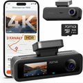 Kamera samochodowa 4K, przód i tył, wnętrze, 3-kanałowa kamera samochodowa, kamera samochodowa z GPS, Wi-Fi 6, sterowanie głosowe, monitor parkowania, noktowizor, nagrywanie w pętli, karta SD 64GB w zestawie (T800E)