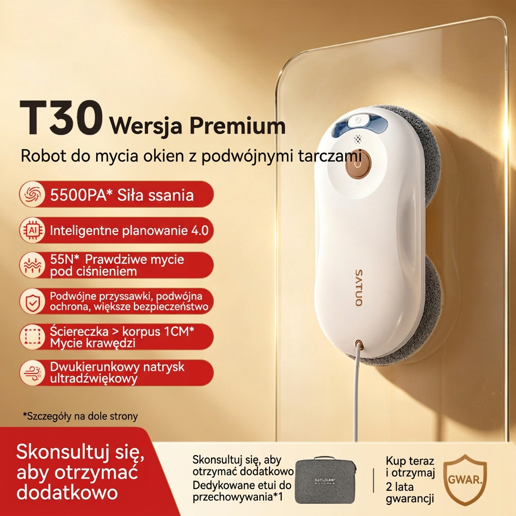 Robot do mycia okien T30 w pełni automatyczny domowy elektryczny artefakt do mycia szyb okiennych