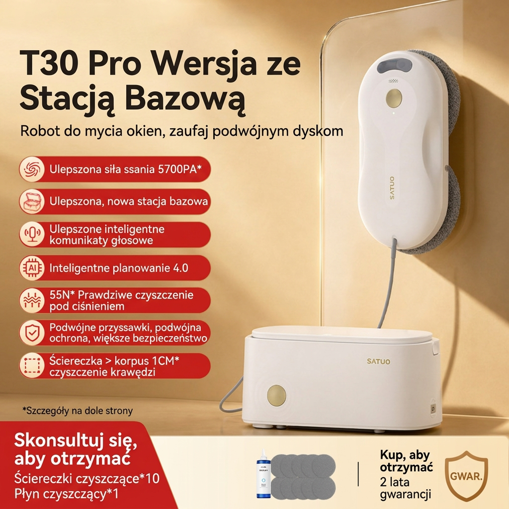 Robot do mycia okien T30 w pełni automatyczny domowy elektryczny artefakt do mycia szyb okiennych