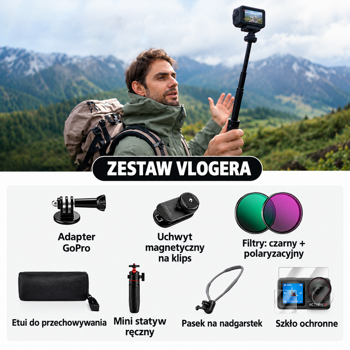 Kamera sportowa 4K 60FPS z zaawansowaną stabilizacją obrazu, WiFi, szerokokątnym obiektywem, wodoodporna Action Cam do sportu, podróży i VLOG
